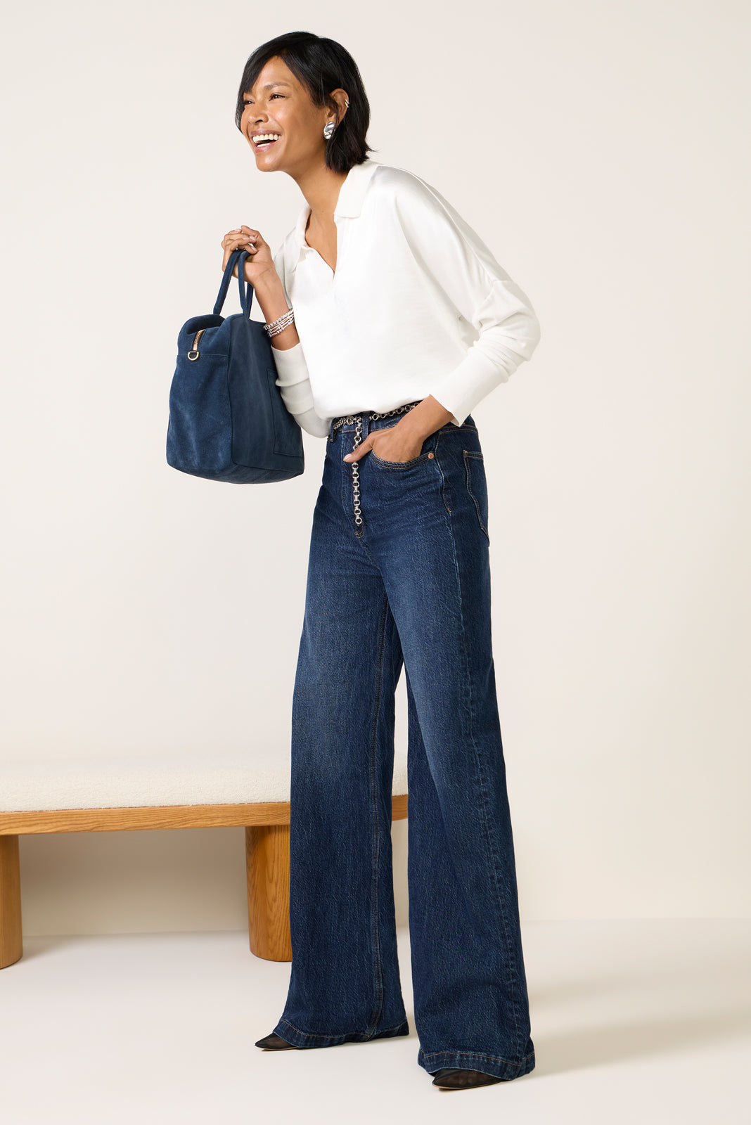 Tina Mixed Media Satin Top