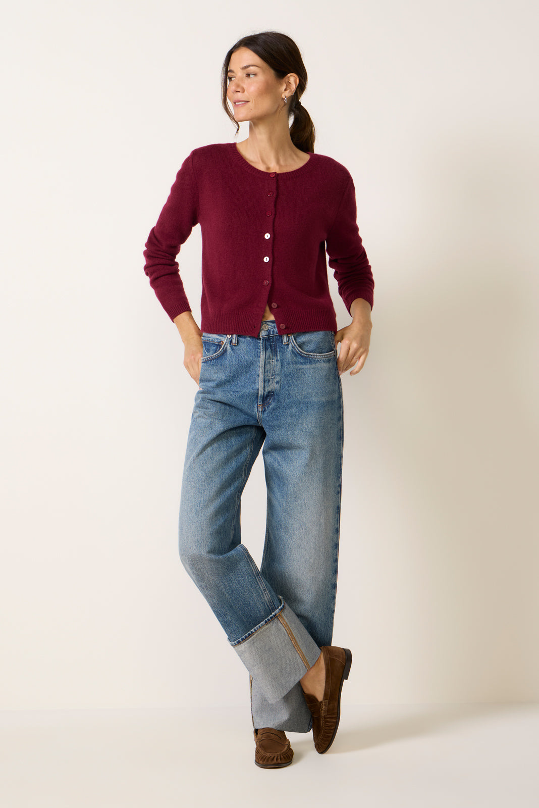 Clara Cashmere Crew Cardigan