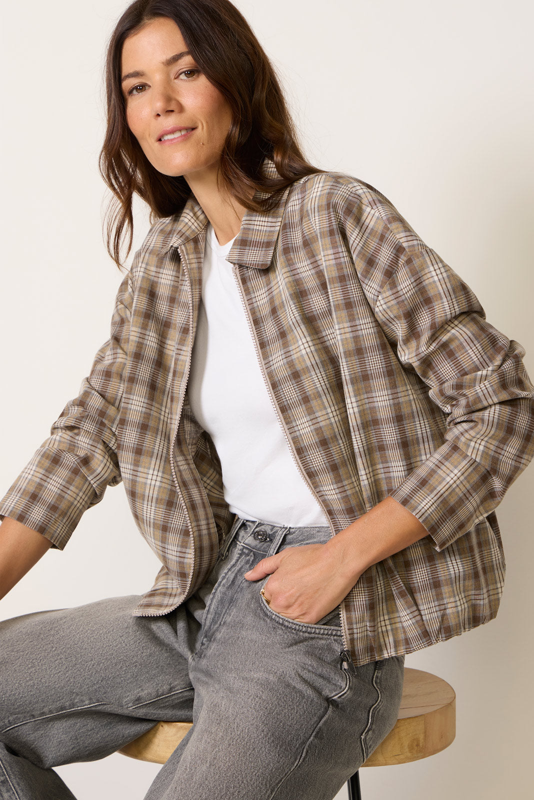 Vivienne Plaid Zip Up Jacket