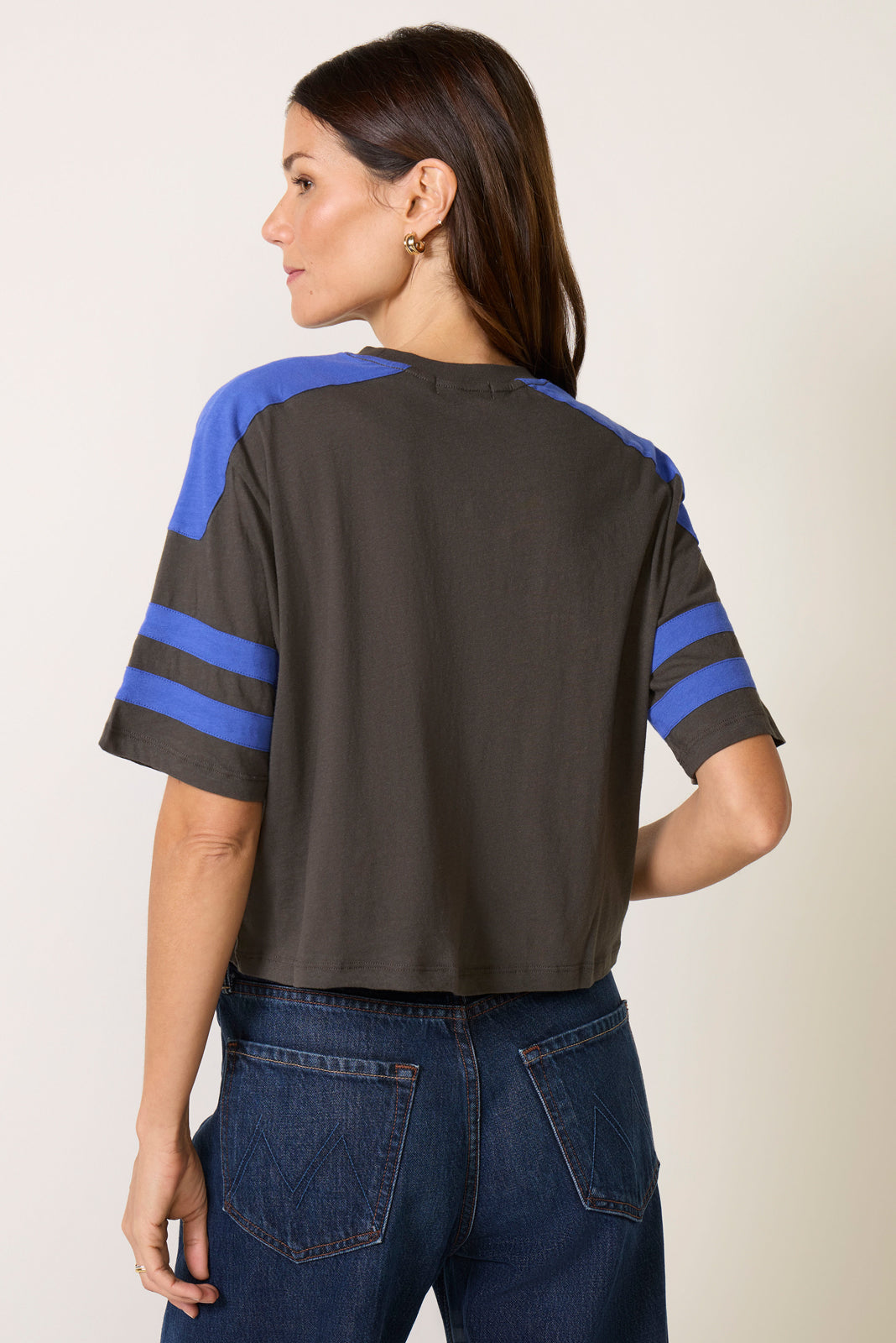 Colts Bling Striped Crop Tee