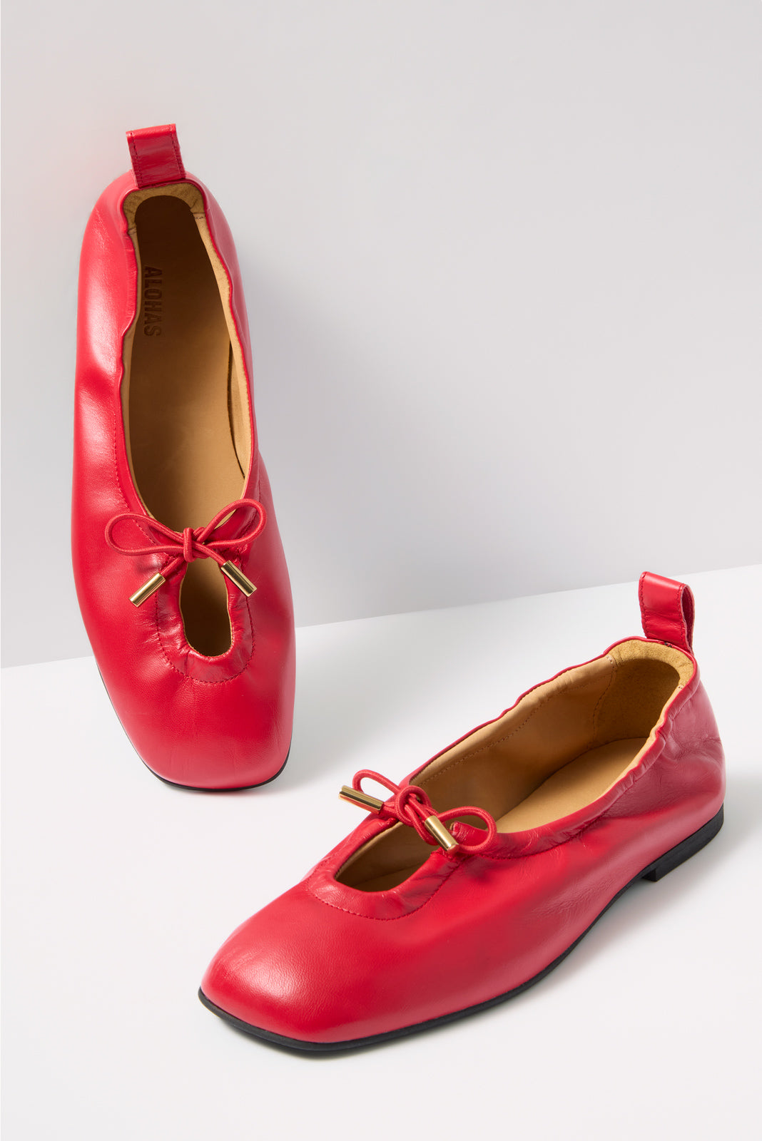 Rosalind Red Leather Ballet Flats