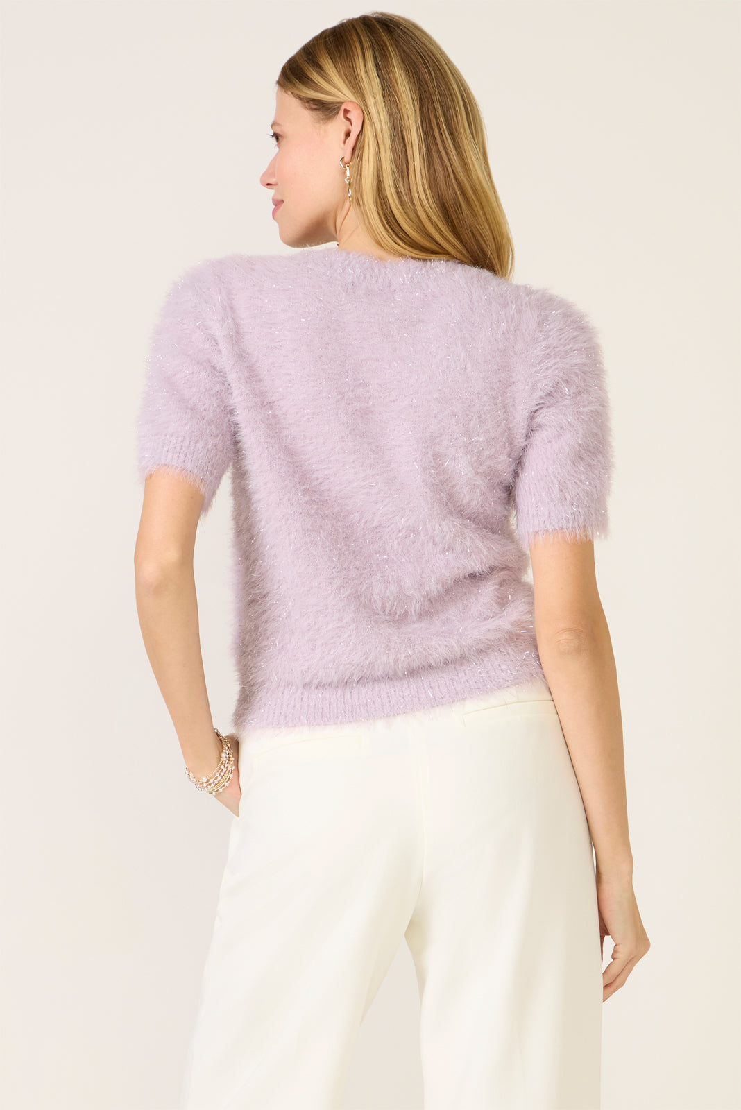 Robbie Eyelash Metallic Sweater Tee