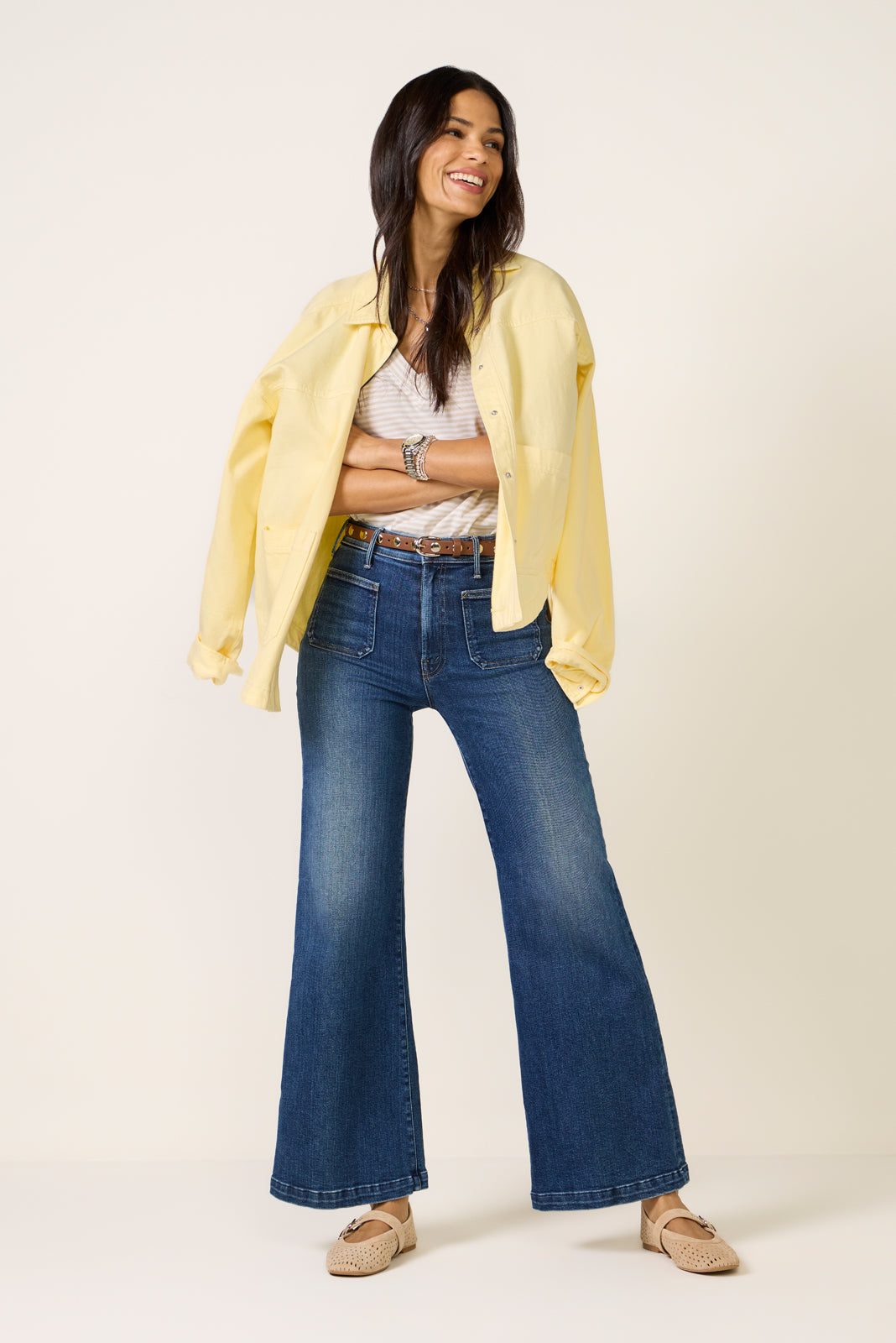 Hustler Roller Patch Pocket Skimp Wide Leg Jean