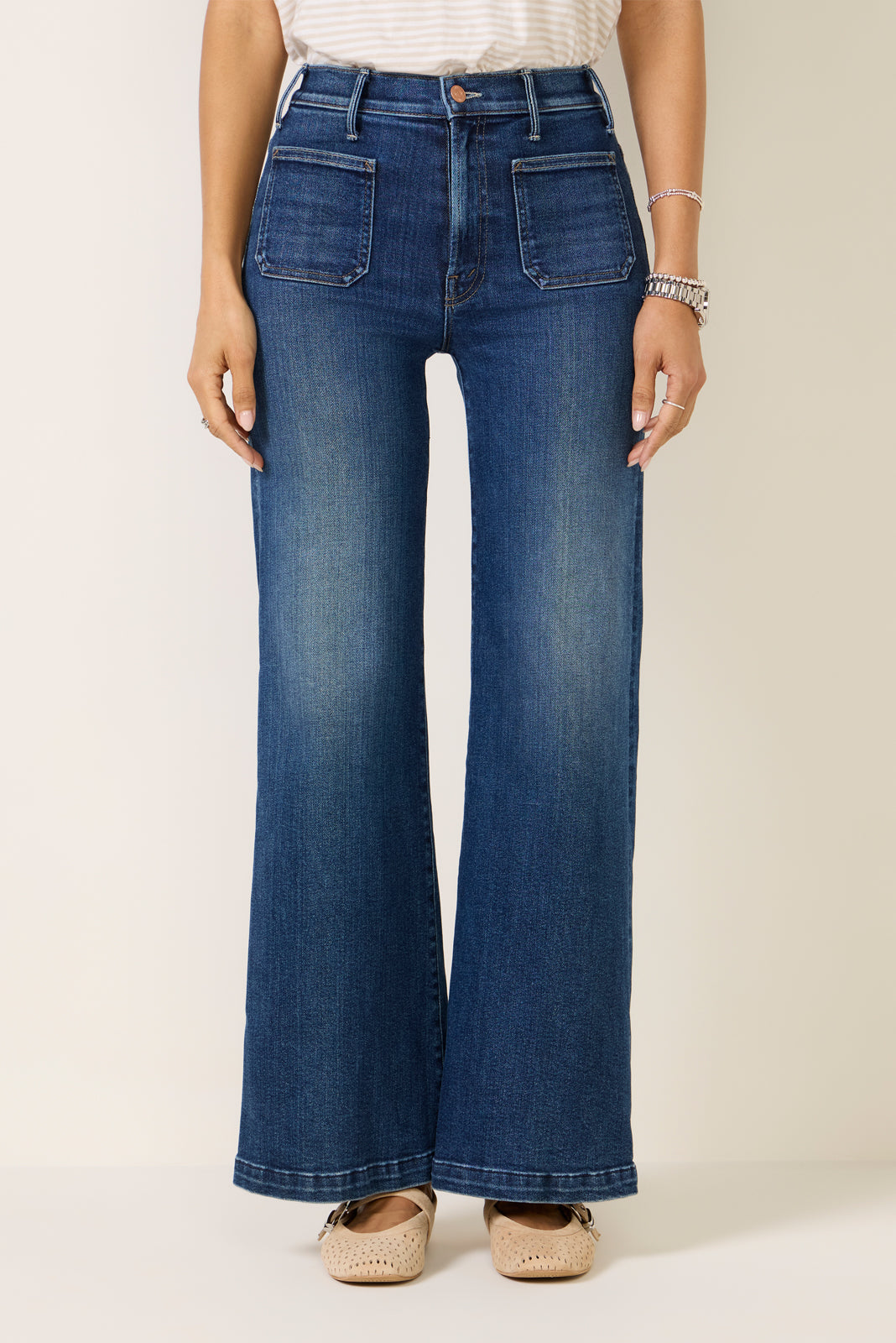 Hustler Roller Patch Pocket Skimp Wide Leg Jean