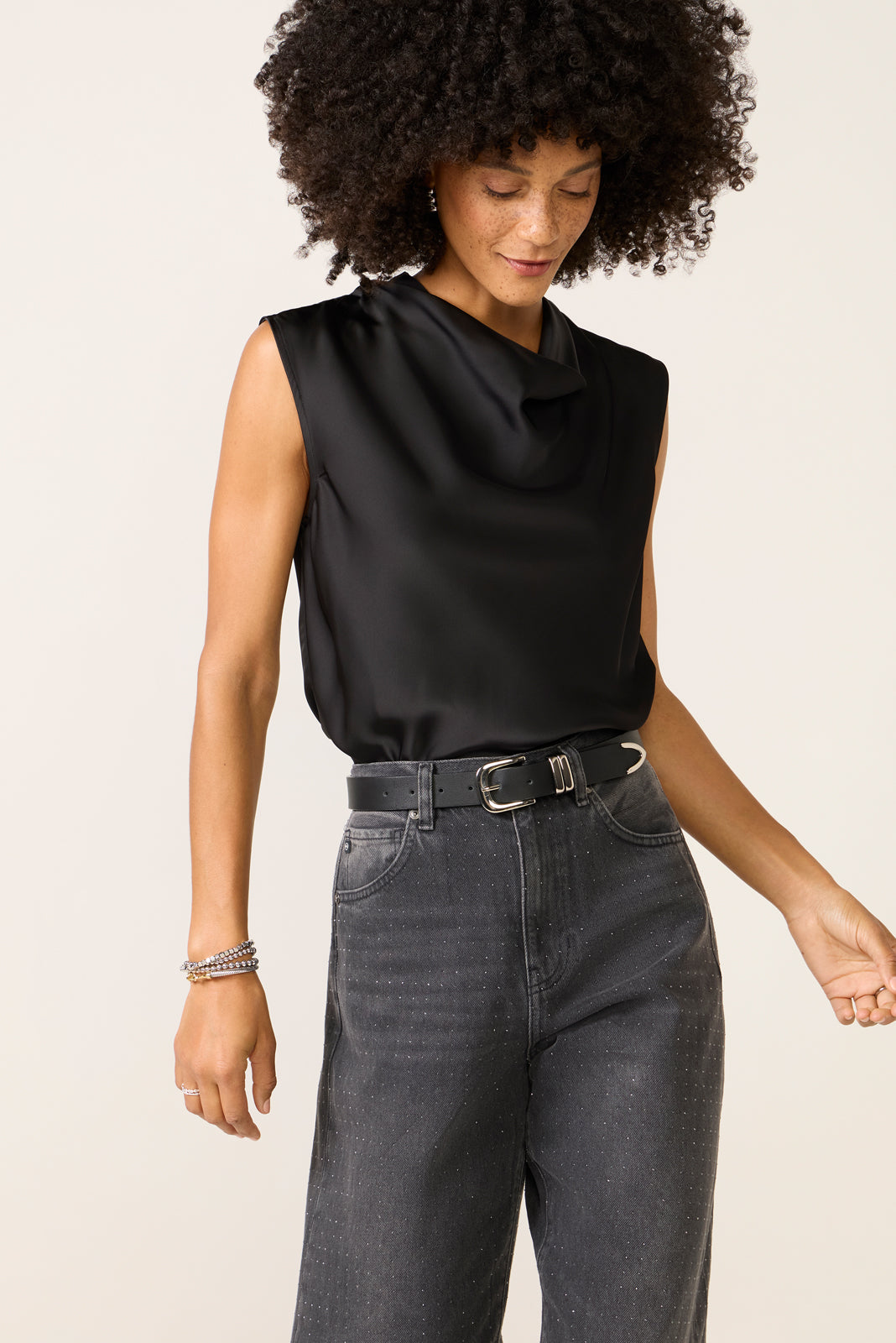 Better Than Silk Sleeveless Cowl Neck Top