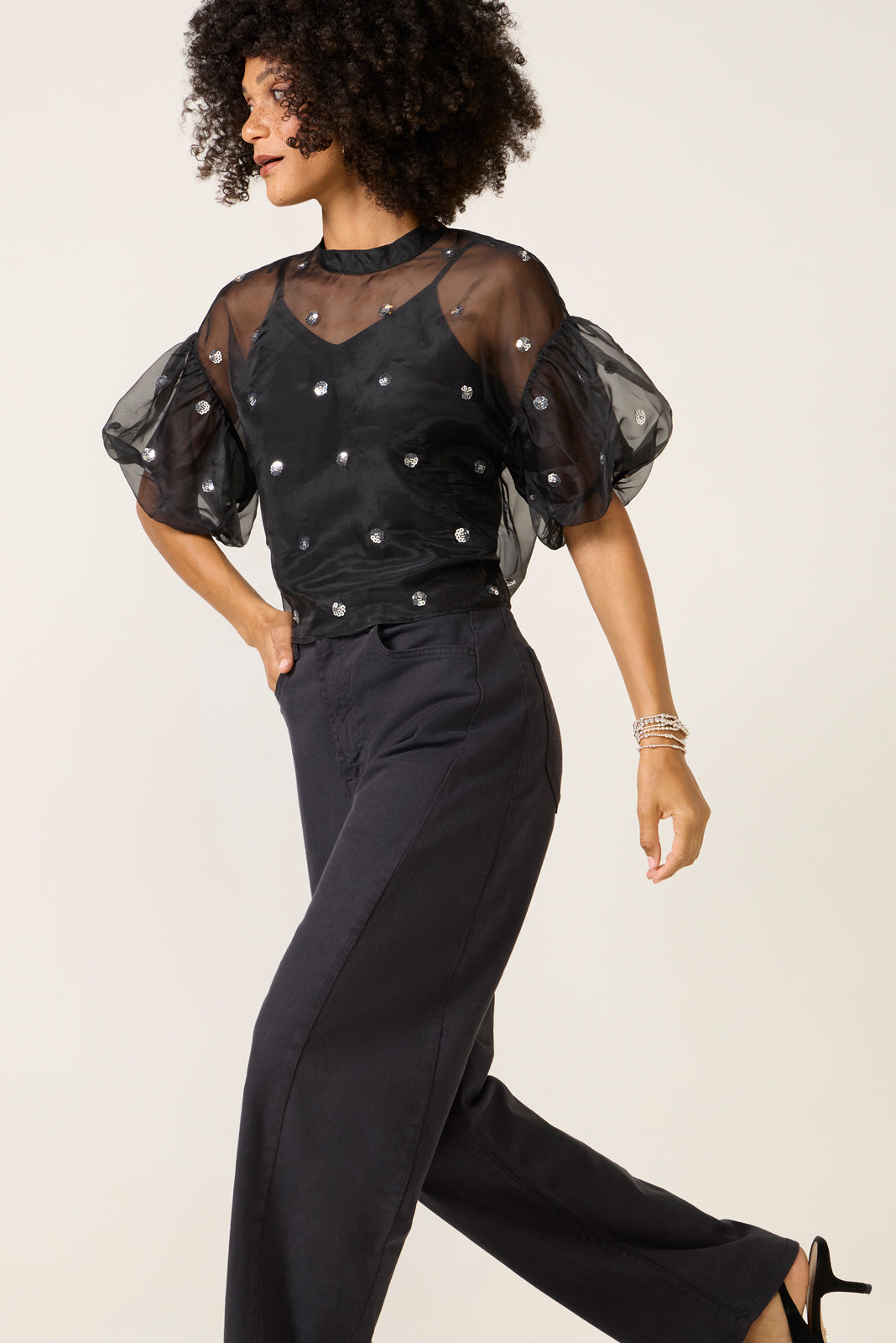 Cinthia Puff Organza Top