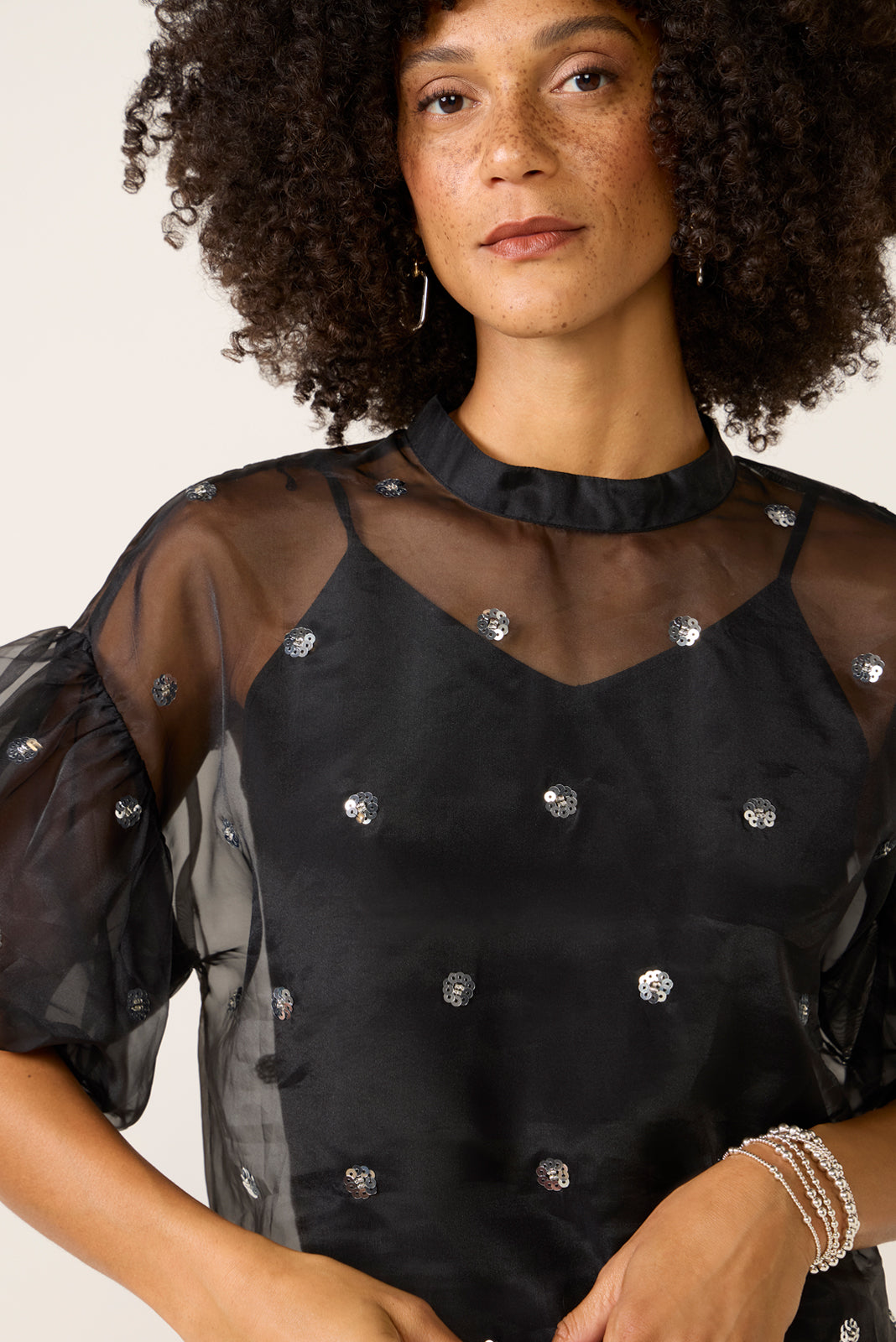 Cinthia Puff Organza Top