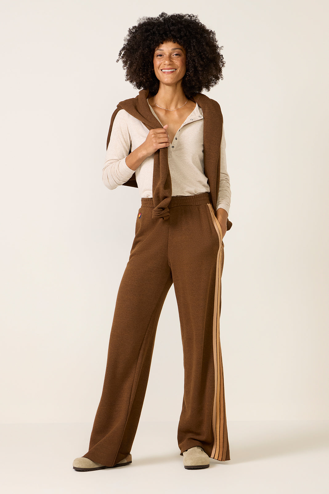 5 Stripe Wide Leg Sweatpant