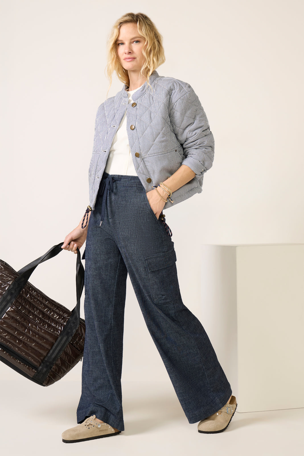 Anya Railroad Stripe Quilted Jacket