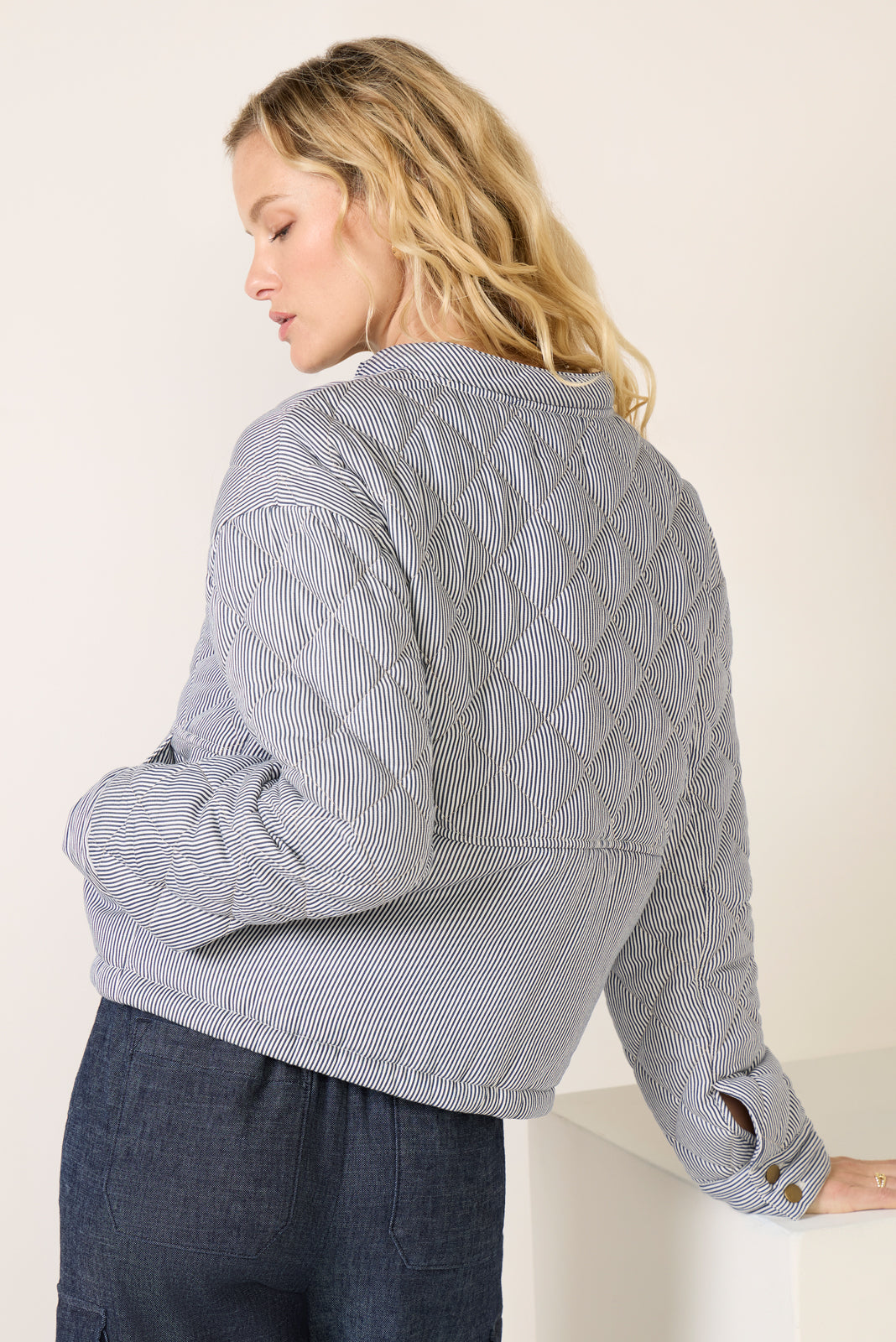 Anya Railroad Stripe Quilted Jacket