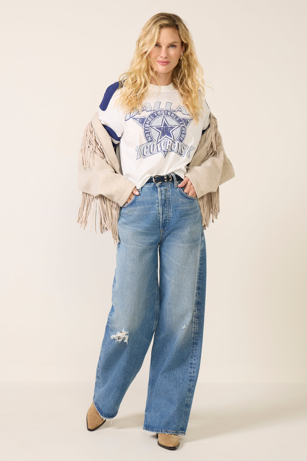 Cowboys Striped Crop Tee