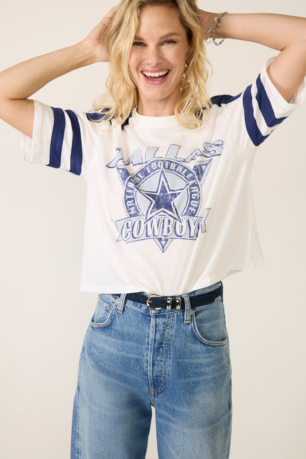 Cowboys Striped Crop Tee