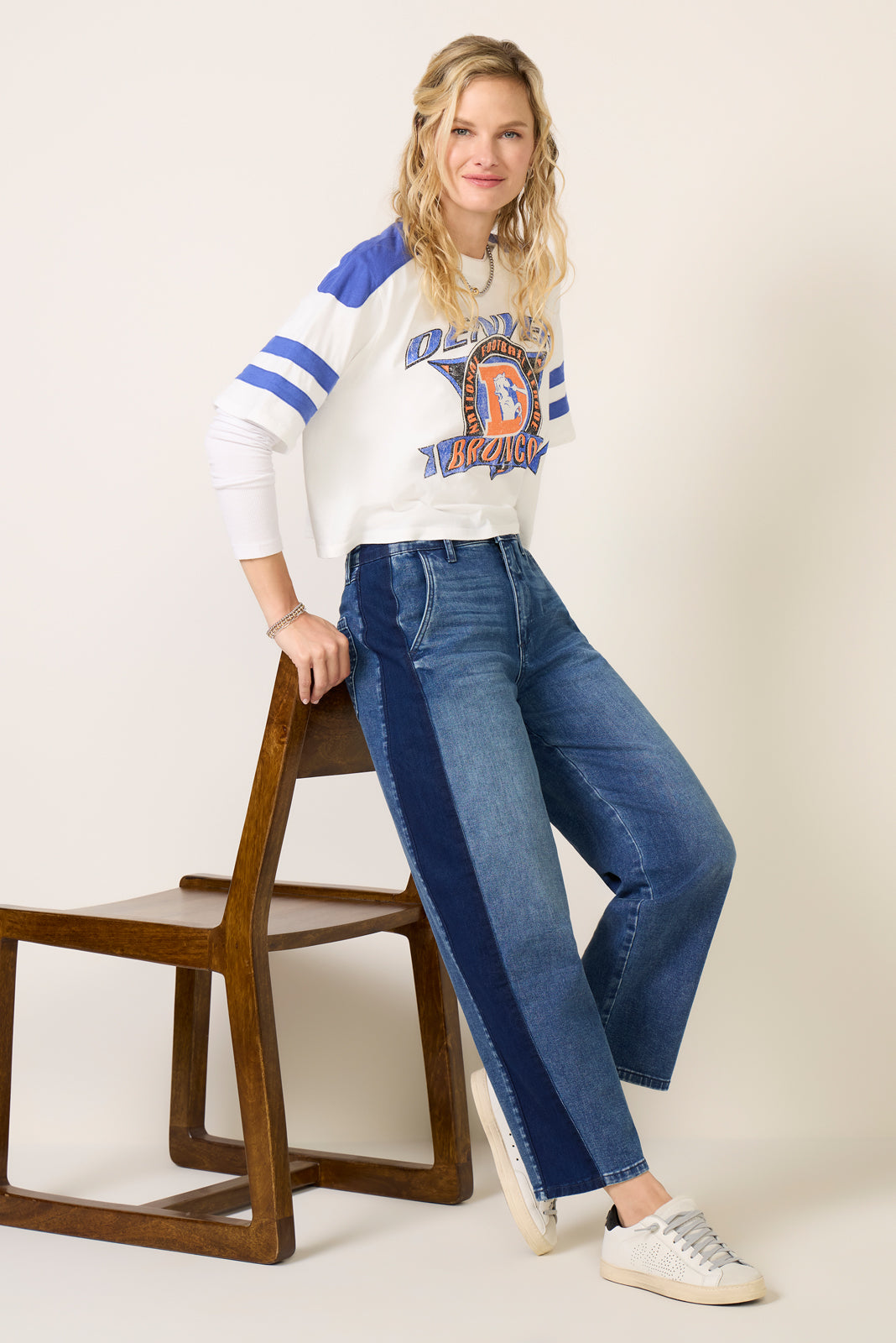 Broncos Striped Crop Tee