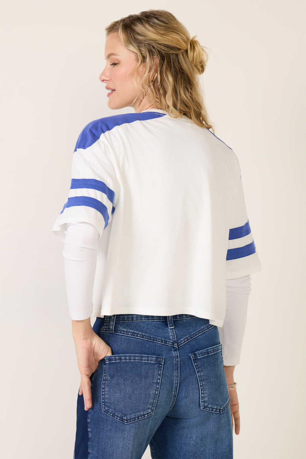 Broncos Striped Crop Tee