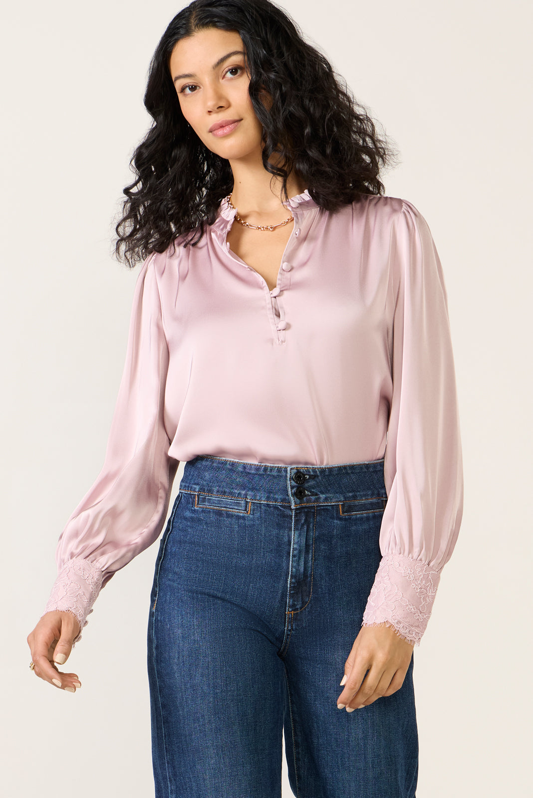 Kennedy Lace Cuff Satin Top