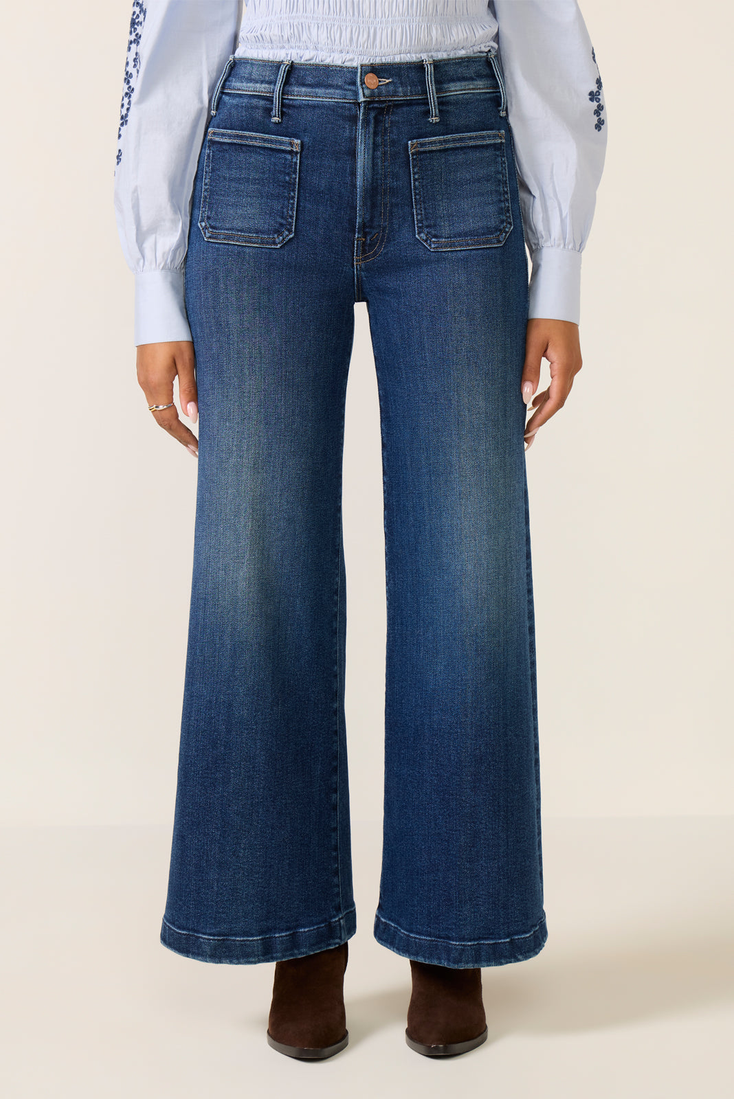 Petite Lil Hustler Roller Patch Pocket Skimp Wide Leg Jean