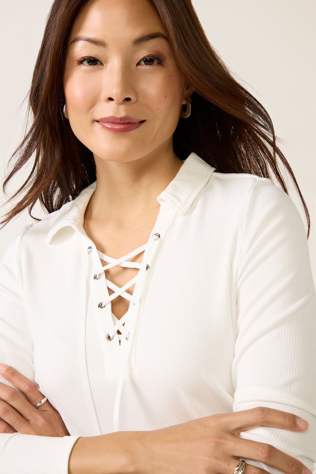 Gemma Lace Up Polo Top