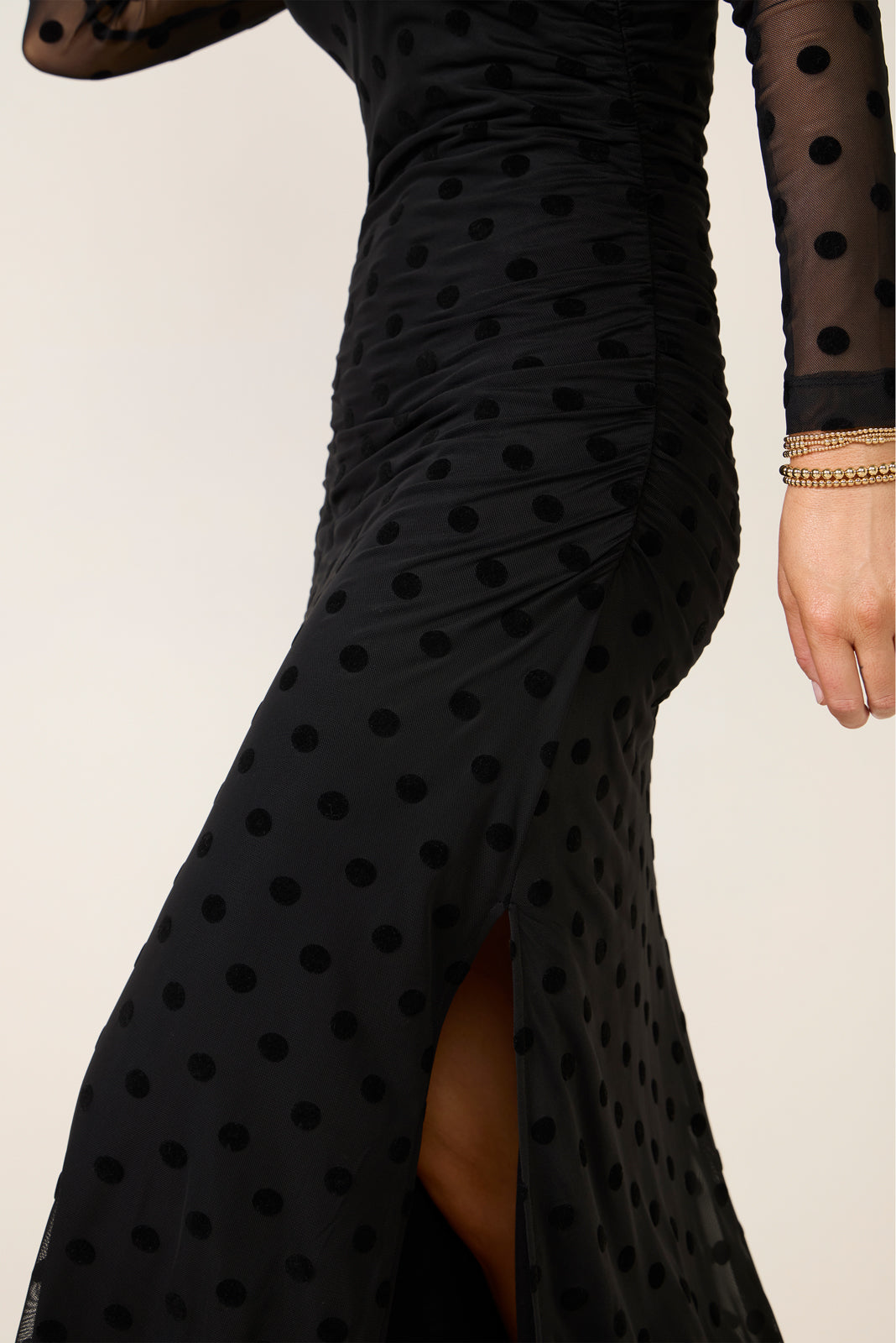 Brinley Mesh Polka Dot Midi Dress