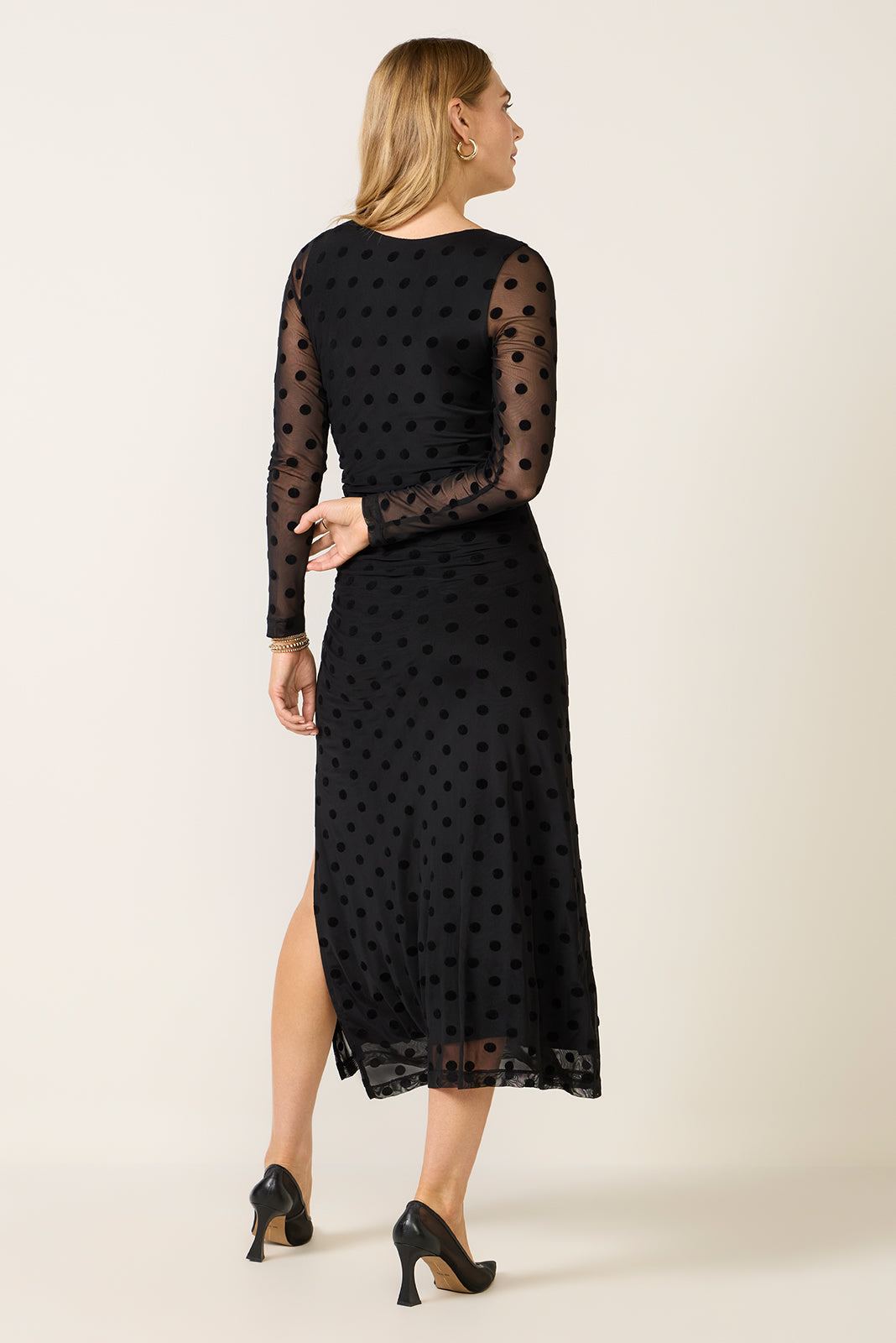 Brinley Mesh Polka Dot Midi Dress