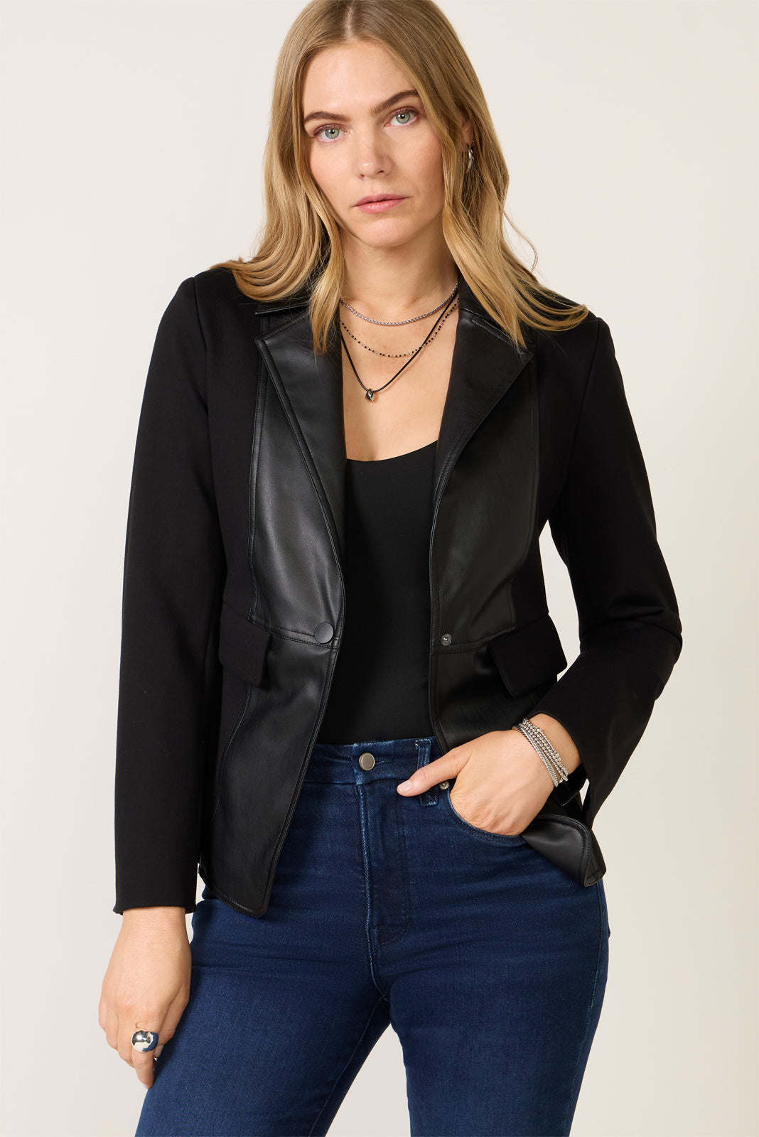 Kaiya Mixed Media Blazer