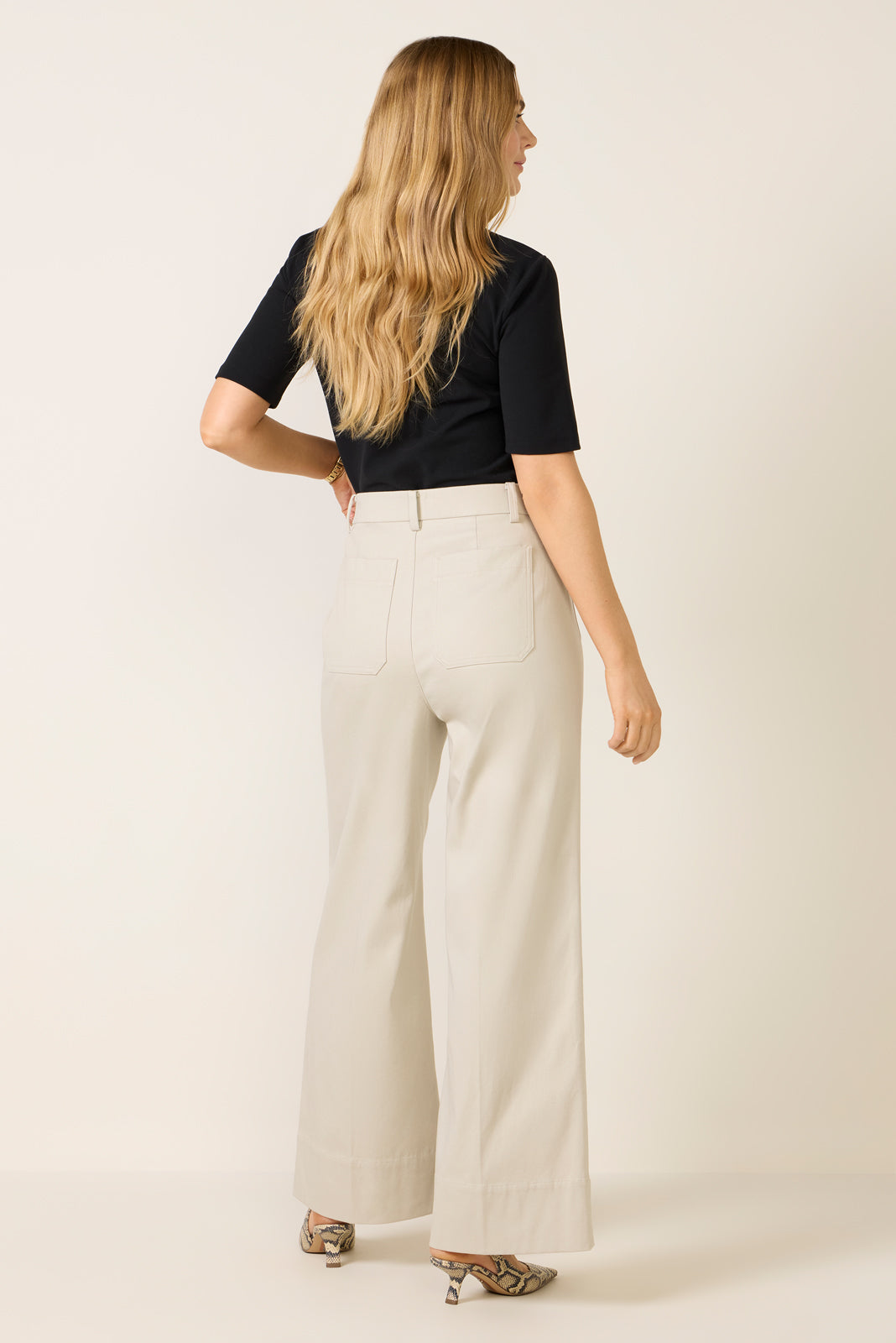 Stretch Twill Patch Pocket Wide Leg