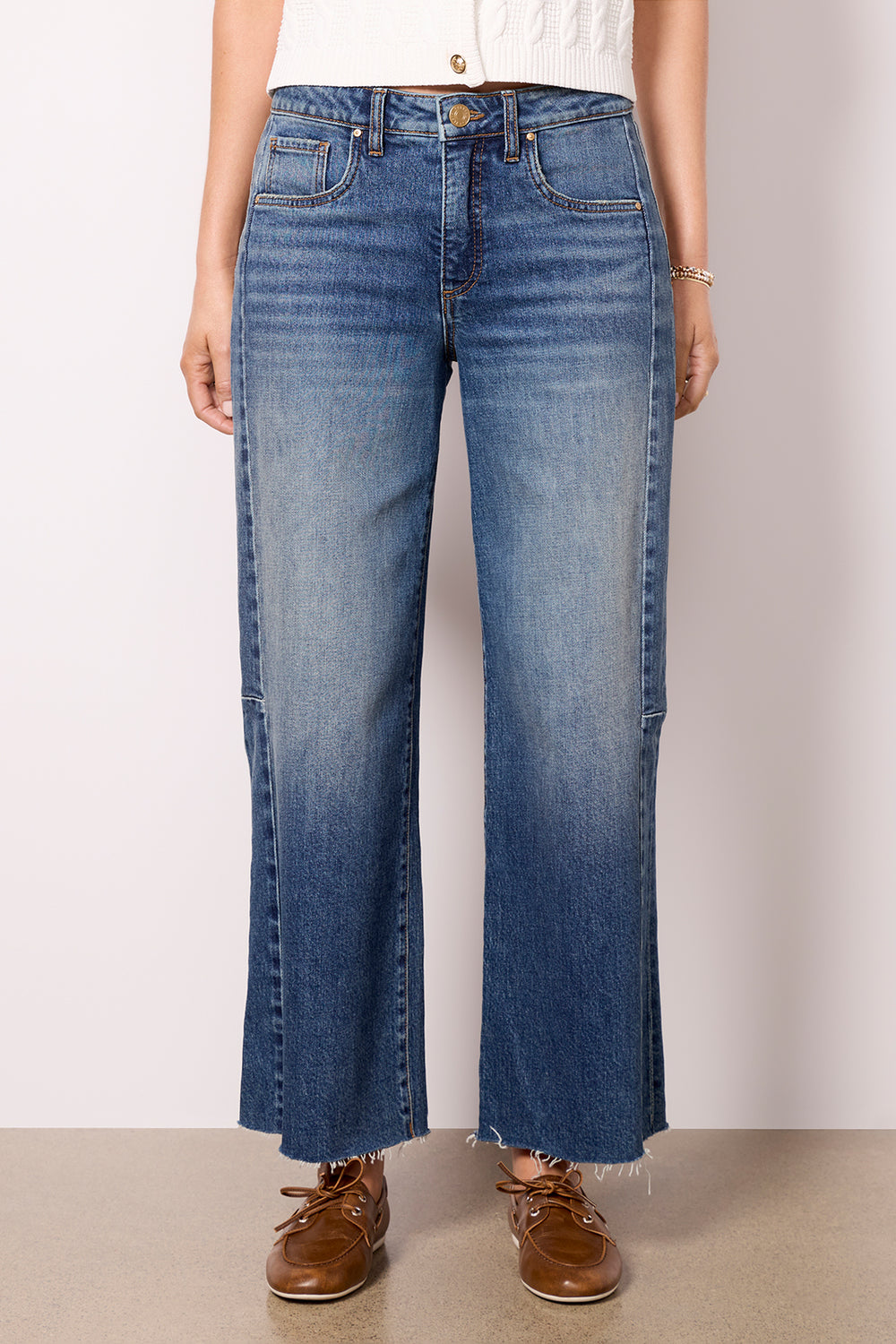 Girls Wide Leg Mega Cuff Raw Hem