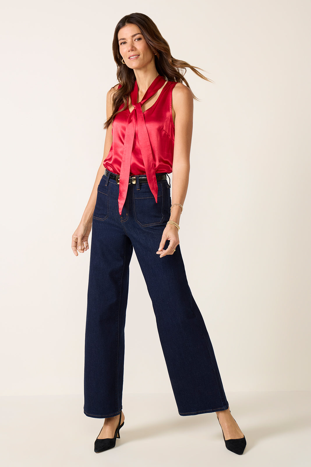 Sleeveless Tie Neck Top