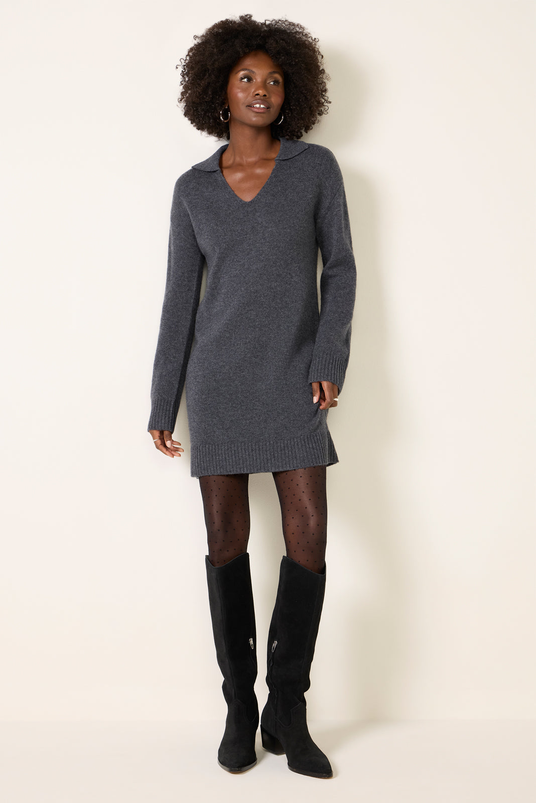 Collared Pullover Sweater Dress