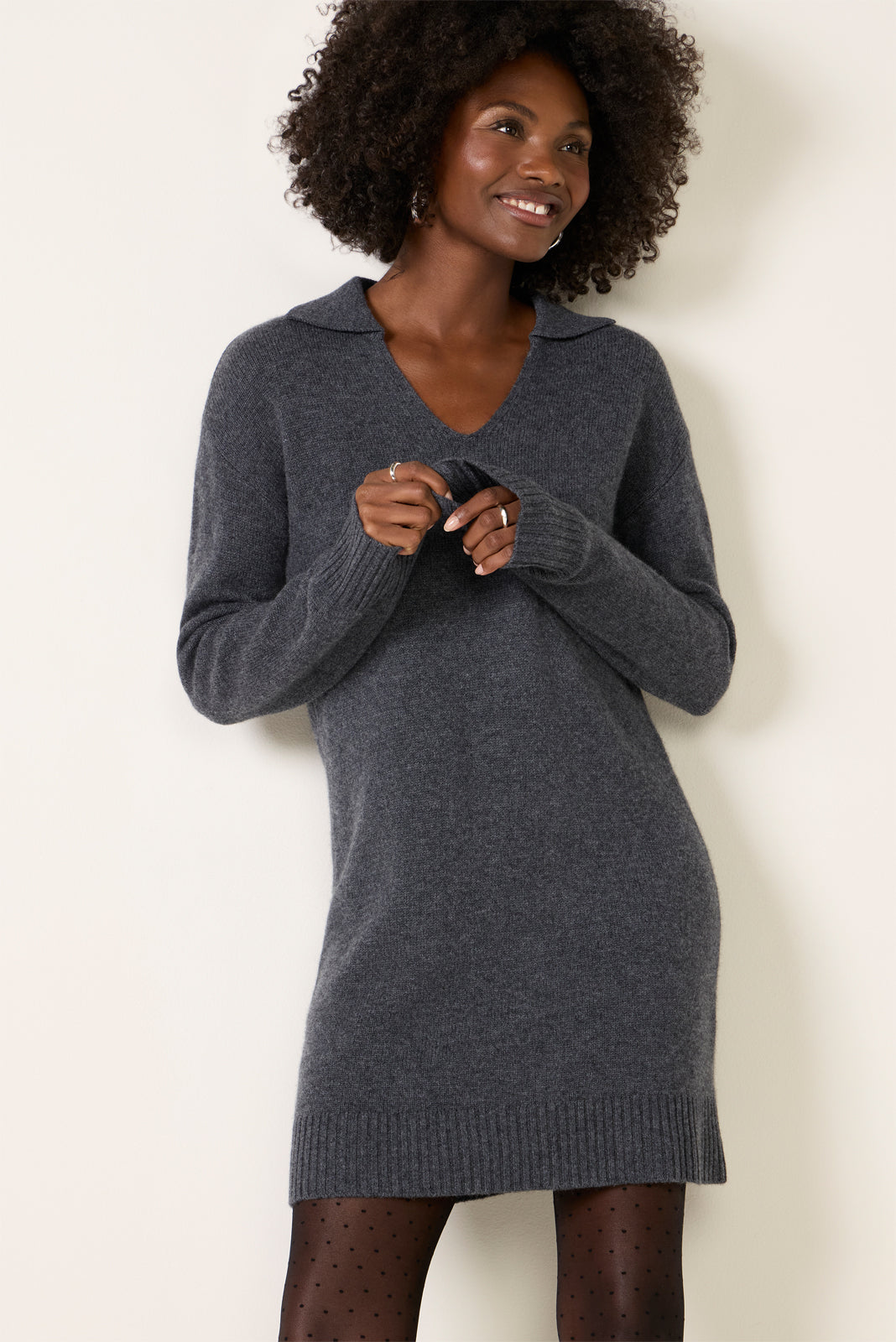 Collared Pullover Sweater Dress