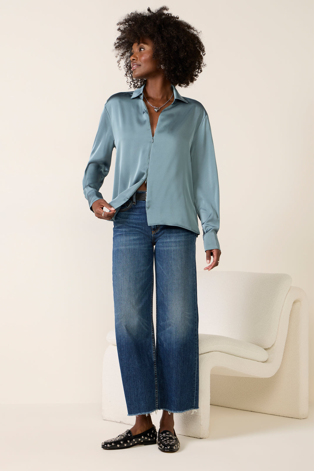 Carrie Double Zip Satin Shirt