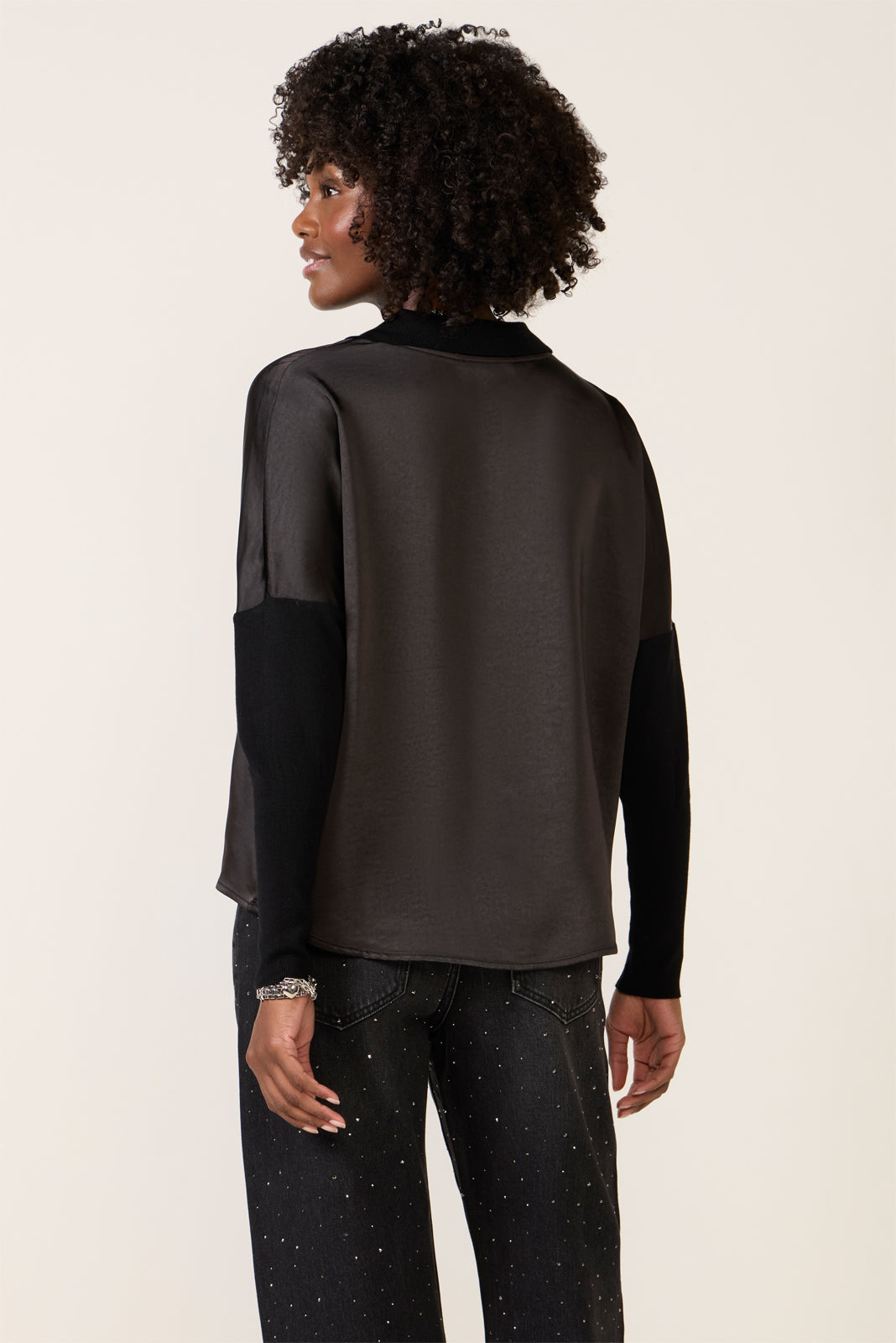 トップス melohana Tina Mixed Media Satin Top