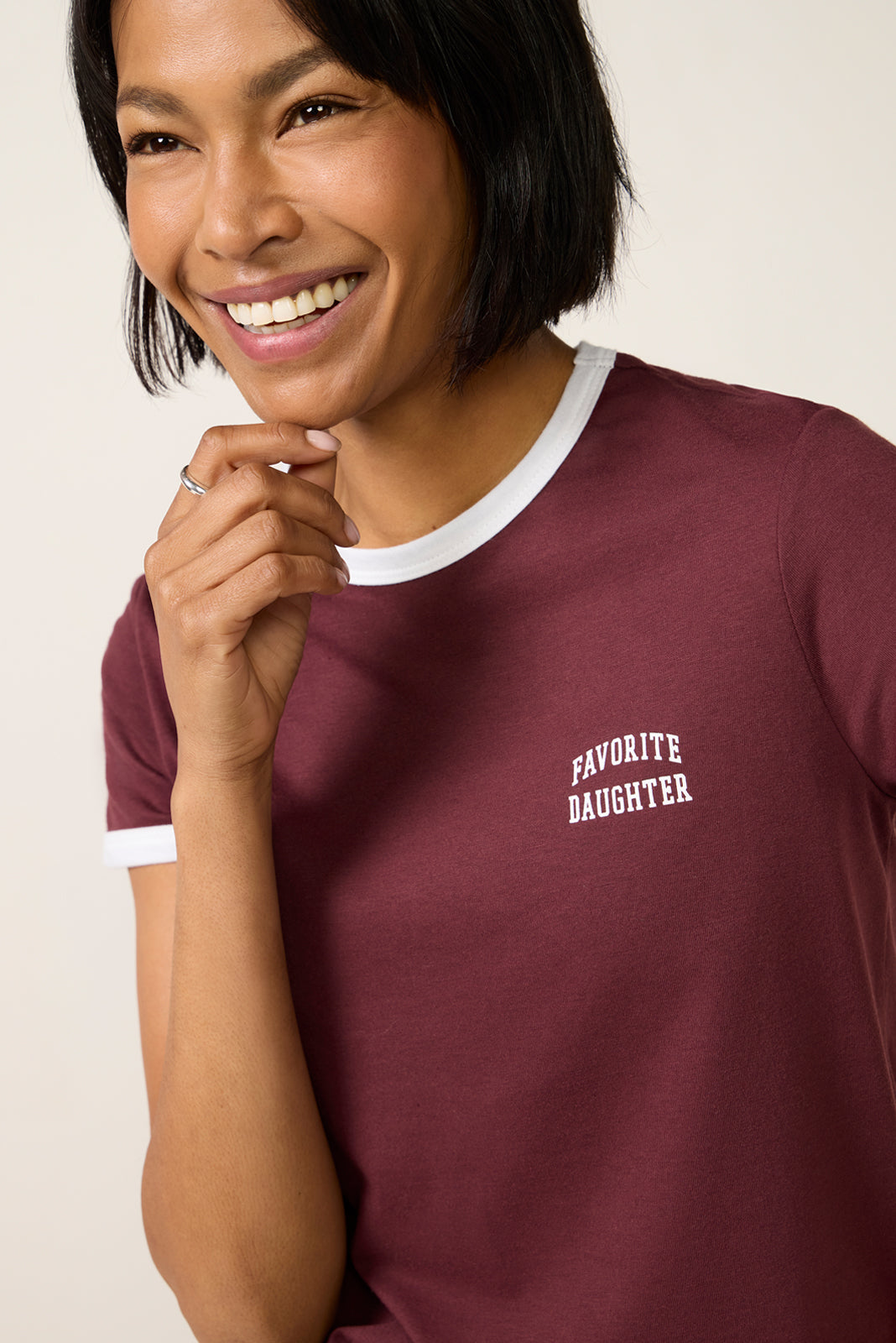 Chest Logo Cropped Ringer Tee