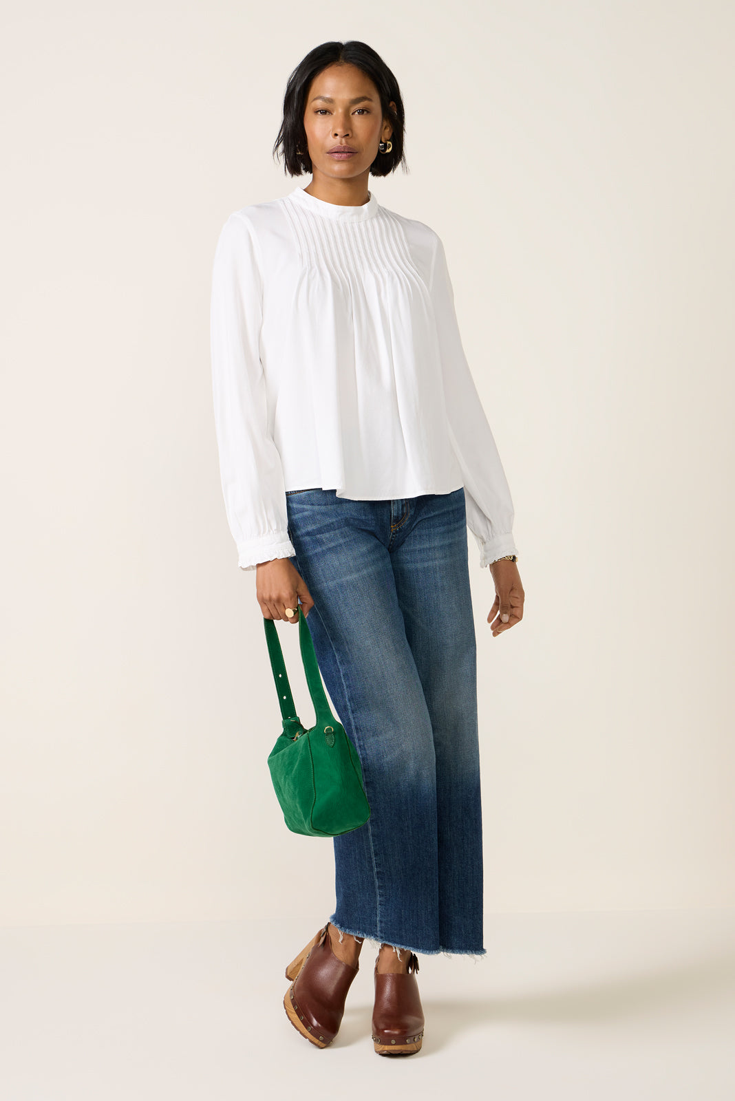 Mockneck Pintuck Blouse