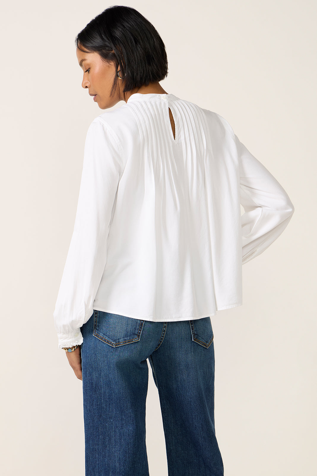 Mockneck Pintuck Blouse