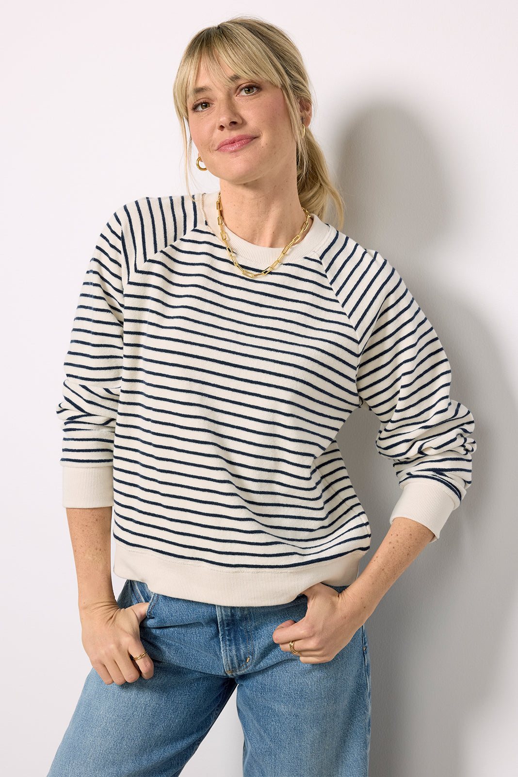 Theron Sailor Stripe Terry Sweatshirt