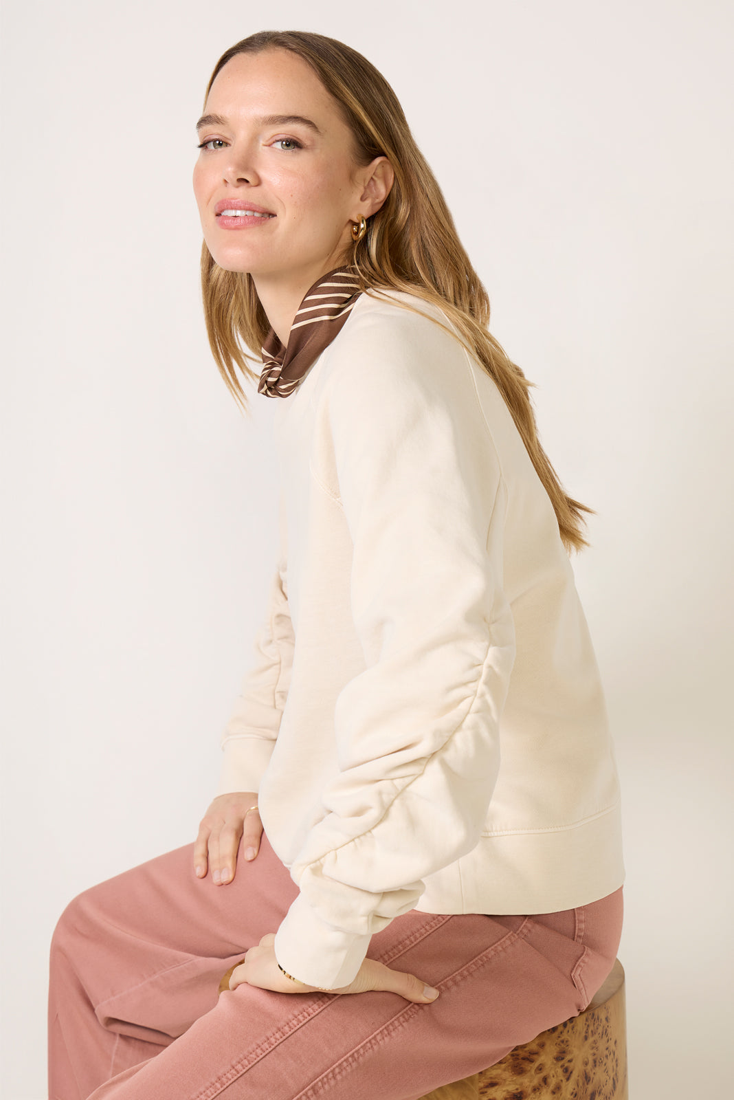 Shirred Sleeve Sweatshirt