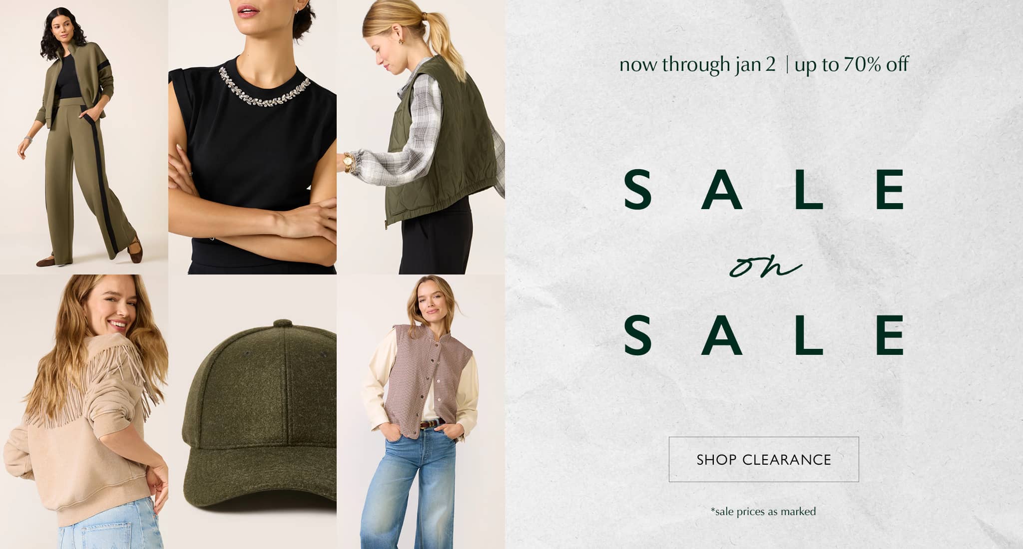 Images of several women wearing EVEREVE sale looks, Shop Clearance