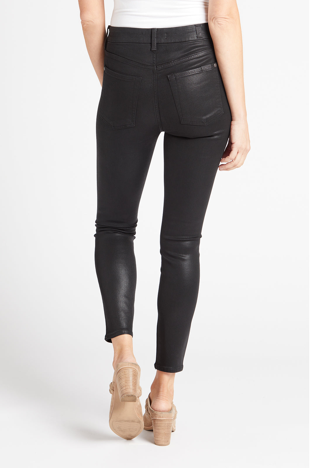 Coated High Waist Ankle Skinny