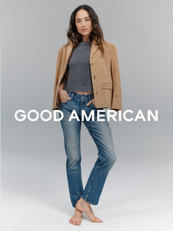 Woman wearing Good American brand jeans