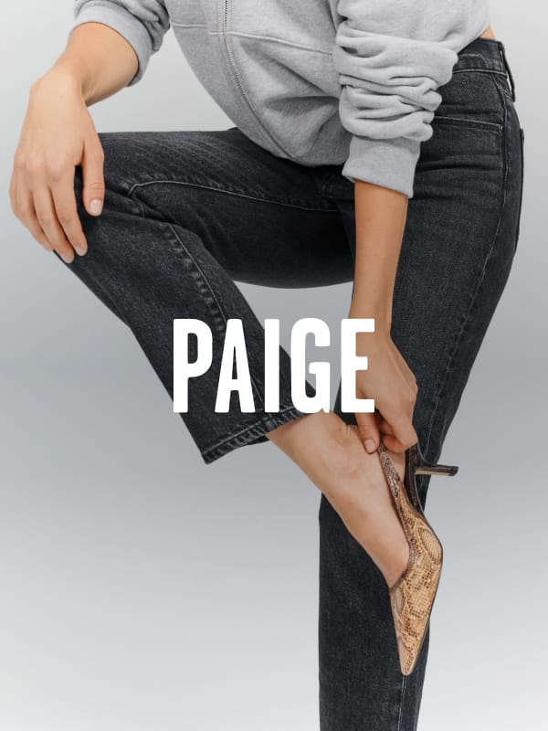 Woman wearing Paige brand jeans