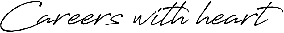 Text 'Careers with heart' in a cursive font on a white background