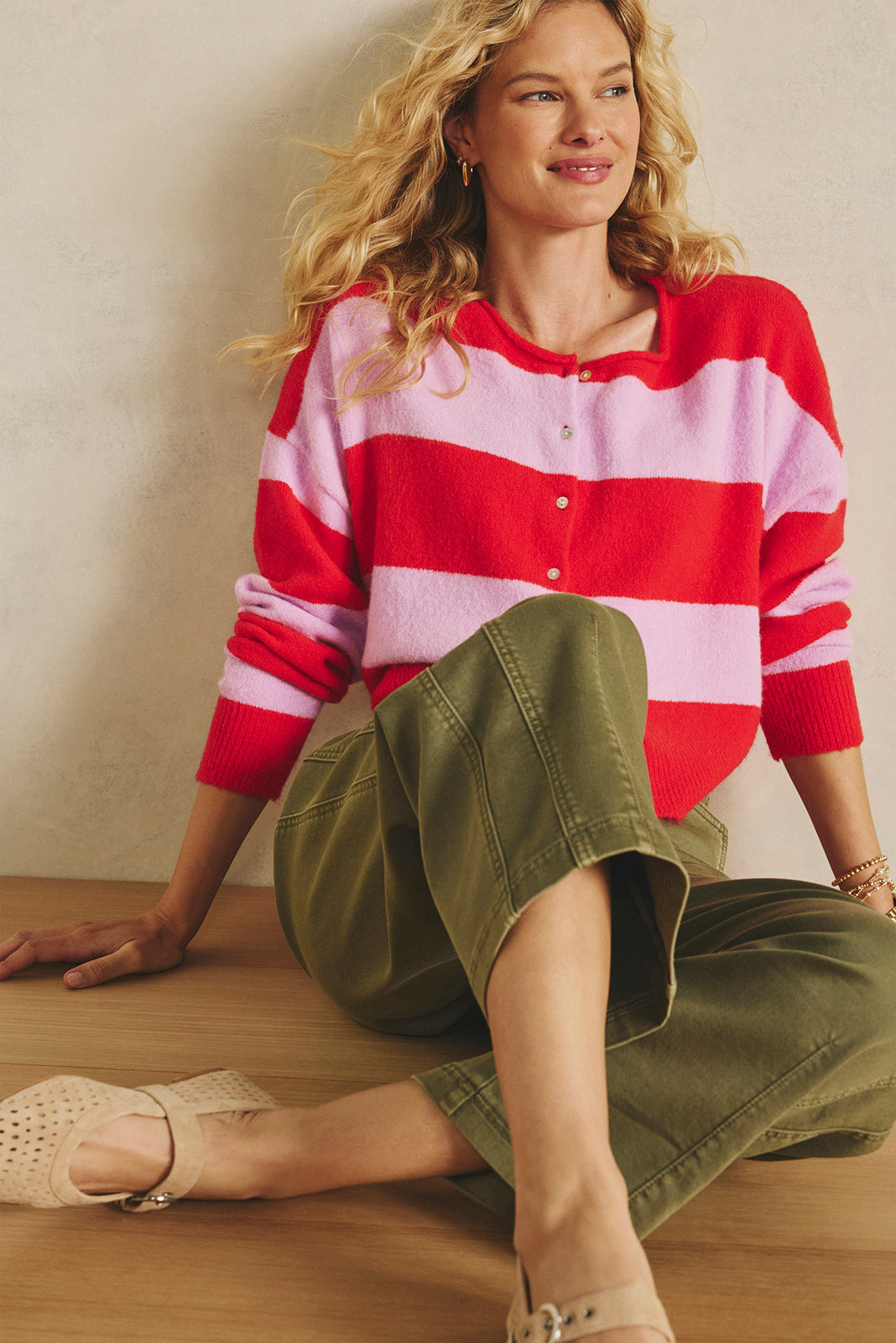 stripe knit top - red lautashi 鈴木えみ ALISE-CHERRY-STRIPE-