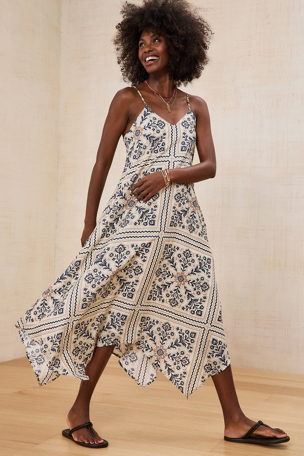 EVEREVE Women's Maggie Handkerchief Midi Dress, Size Small, White EVEREVE Women's Maggie Handkerchief Midi Dress, Size Small, White