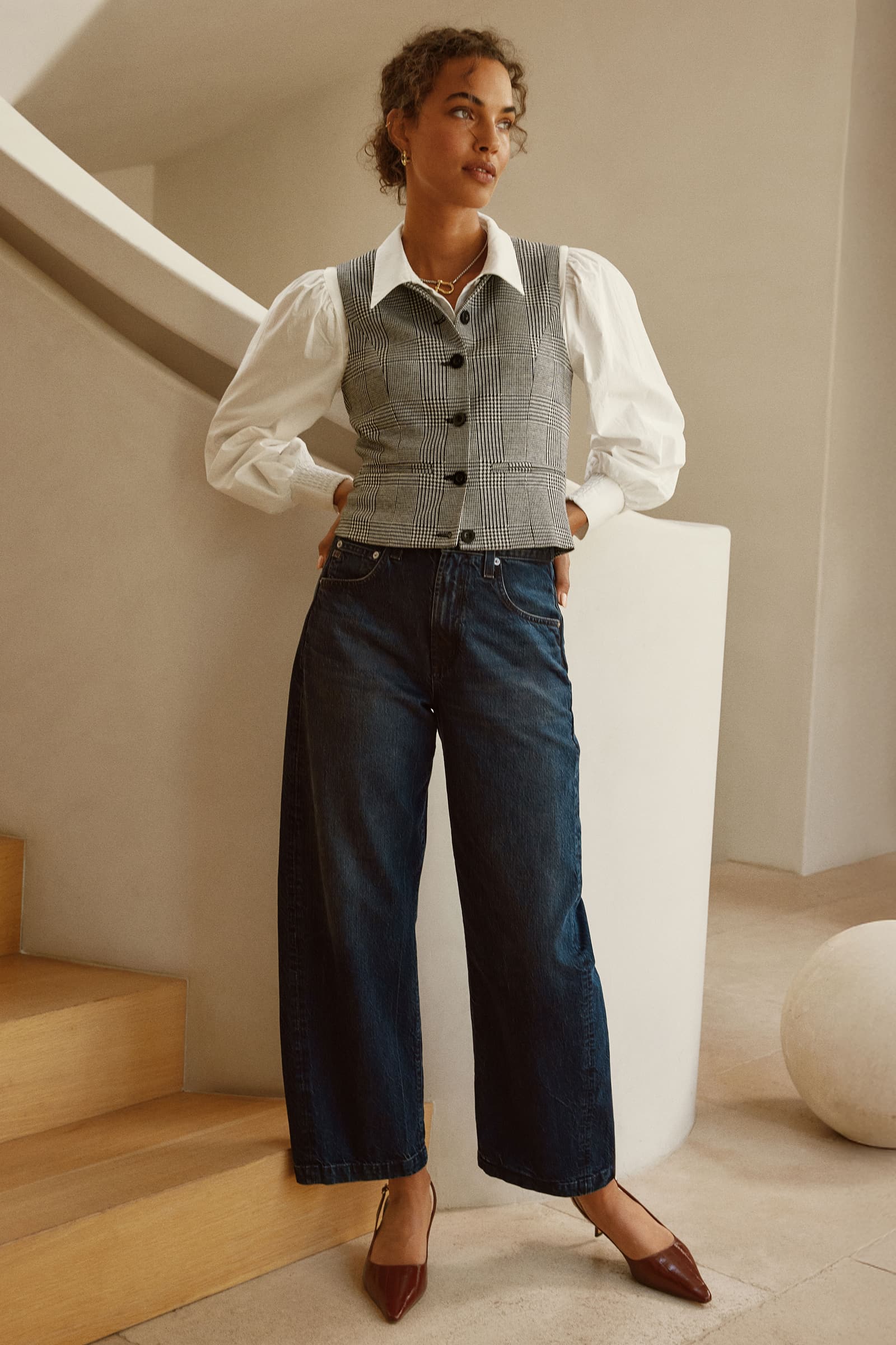 Caroline Plaid Ponte Vest