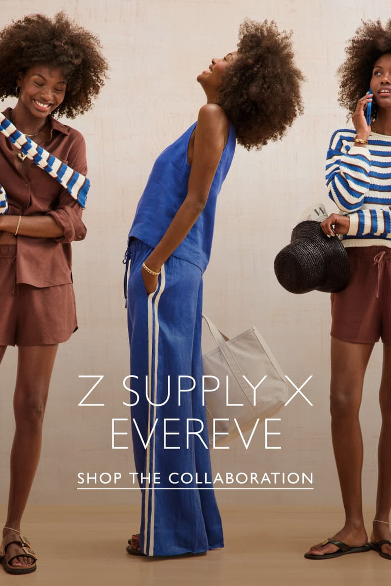 Image of woman wearing several looks from the Z Supply x EVEREVE collaboration