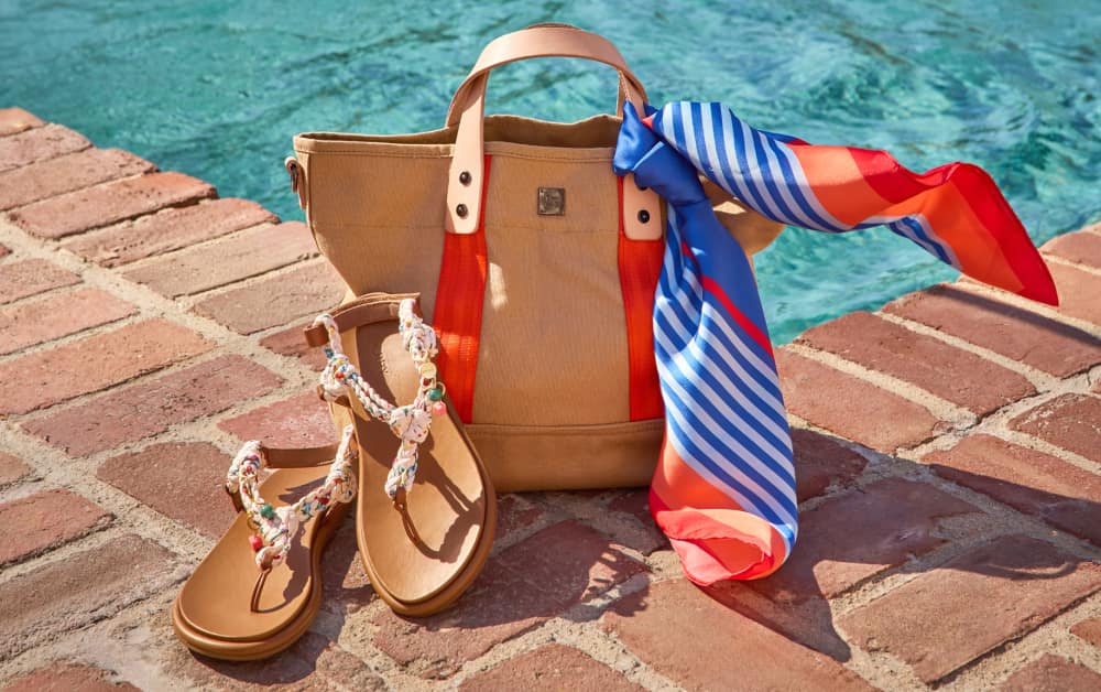 Image of woven bag and sandals