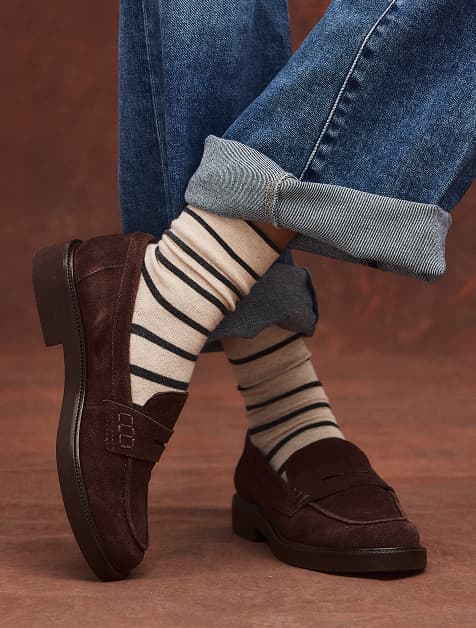 Mélange Retro Cuff Sock in Deep Denim main image 1