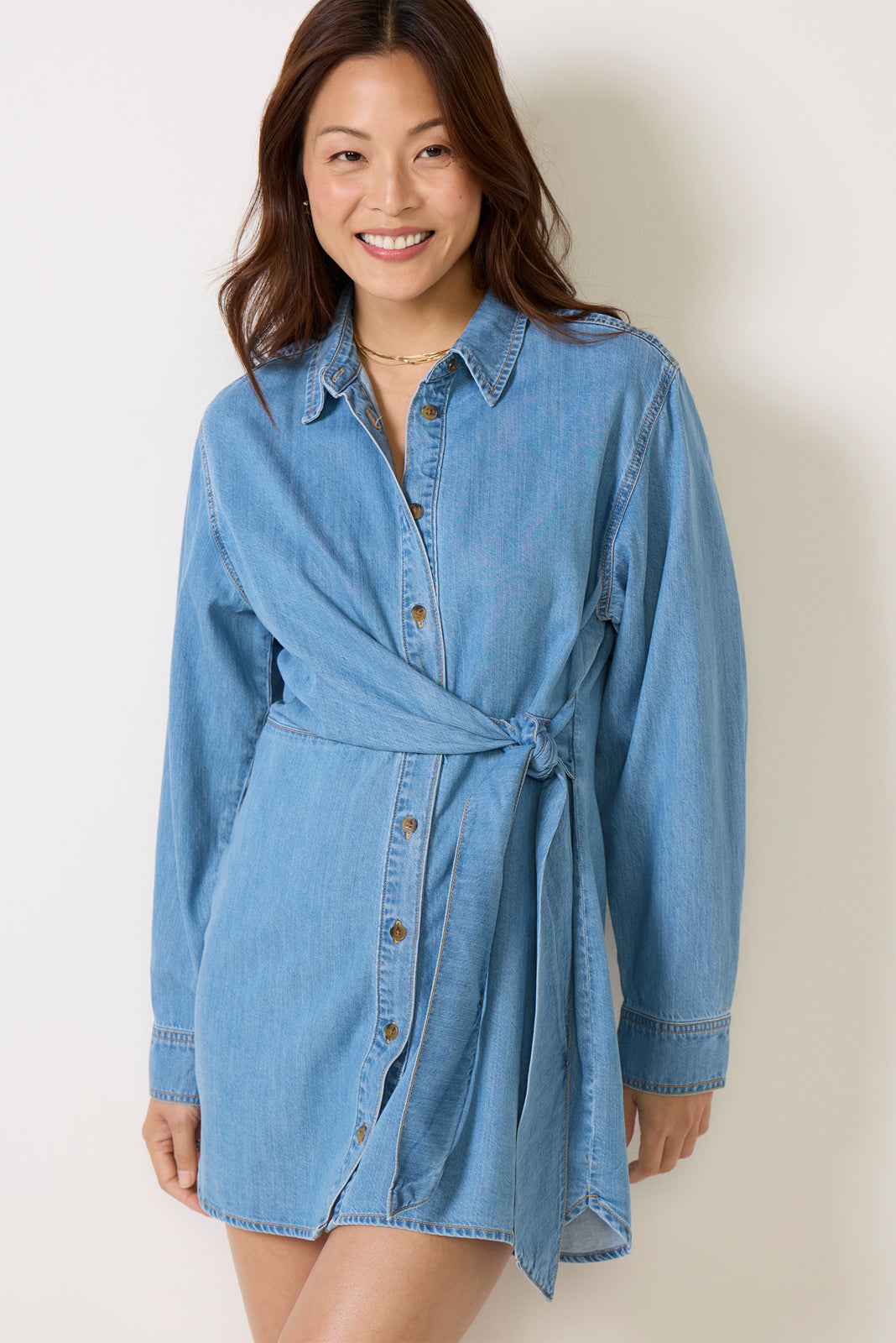Denim Wrap Shirt Dress