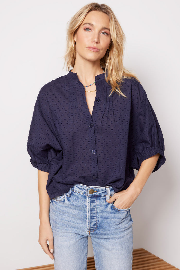 Mandarin Collar Print Top main image 0