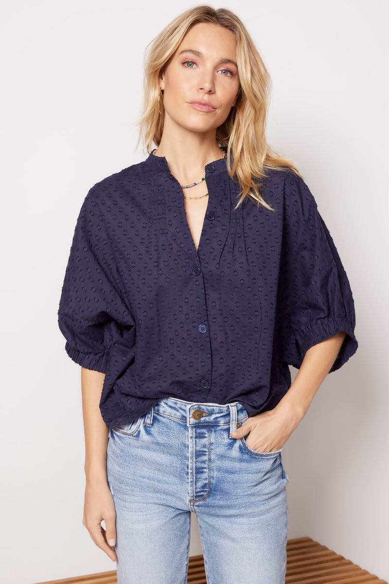 Celery Green Mandarin Collar Top